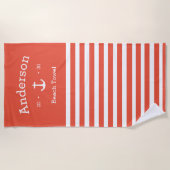 Persoonlijke badhanddoek - gestreepte oranje marit (Voorkant)