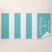 Persoonlijke badhanddoek - Licht Teal maritiem (Voorkant)