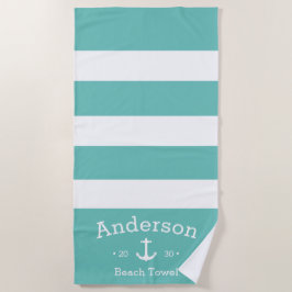 Persoonlijke badhanddoek - Licht Teal maritiem