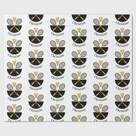 Persoonlijke Badminton Rackets Birdie Yellow Black Cadeaupapier (Vlak)