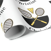 Persoonlijke Badminton Rackets Birdie Yellow Black Cadeaupapier (Rol Hoek)