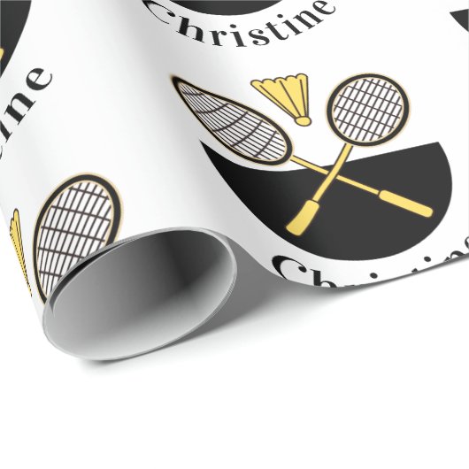 Persoonlijke Badminton Rackets Birdie Yellow Black Cadeaupapier (Rol Hoek)