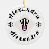 Persoonlijke Badminton  Snowflake-mas Keramisch Ornament (Achterkant)
