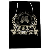 Persoonlijke badminton speler naam racket sporten medium cadeauzakje (Voorkant)