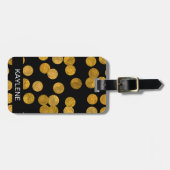 Persoonlijke bagage label met gouden folie stippen (Voorkant horizontaal)