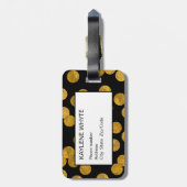 Persoonlijke bagage label met gouden folie stippen (Achterkant verticaal)