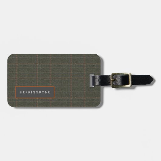 Persoonlijke bagagelabel met visgraat tweed-look (Voorkant horizontaal)