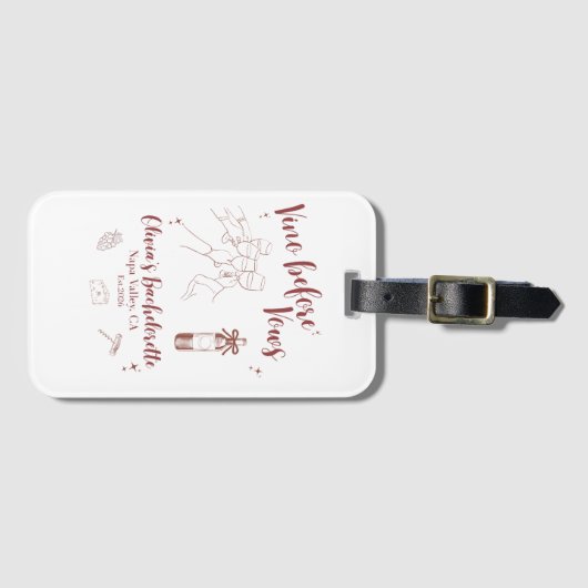 Persoonlijke bagagelabel 'Vino Before Vows' (Voorkant (horizontaal))