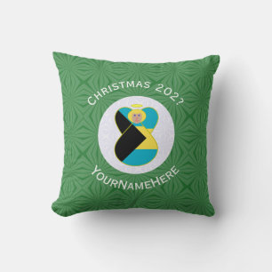 Persoonlijke Bahamaanse engel kerst vlag Kussen