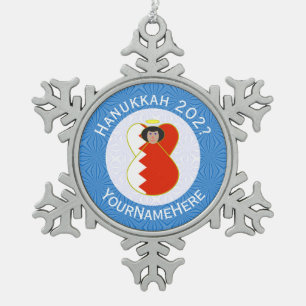 Persoonlijke Bahreini engel Hanukkah-vlag  Tin Sneeuwvlok Ornament