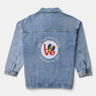 Persoonlijke Bajan Rode LIEFDE Vlag Denim Jacket