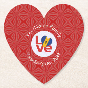 Persoonlijke Bajan Rode LOVE Vlag Kartonnen Onderzetters