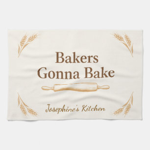 Persoonlijke Bakker Gaan Bakken Tarwe Deegroller Theedoek