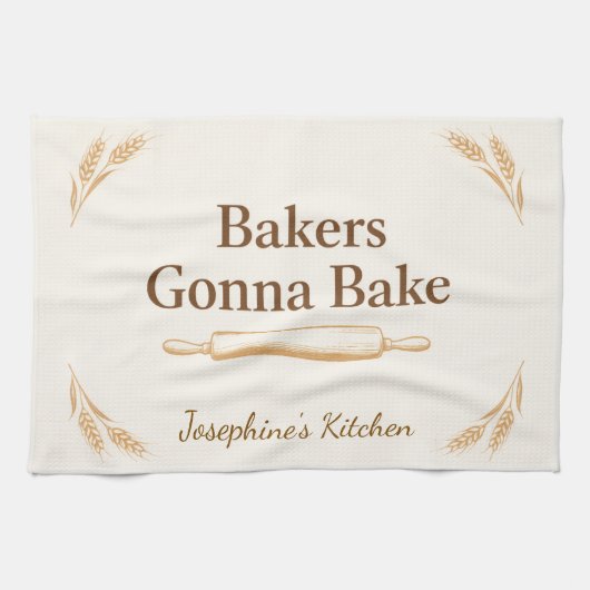 Persoonlijke Bakker Gaan Bakken Tarwe Deegroller Theedoek (Horizontaal)