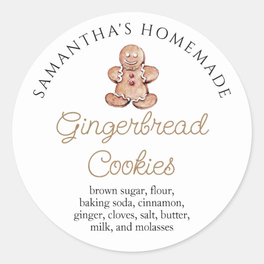 Persoonlijke Bakkerij van Gemberkoekjes Ronde Sticker (Voorkant)