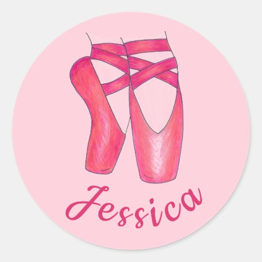 Persoonlijke Ballerina Dance Ballet Pointe Dancer Ronde Sticker (Voorkant)