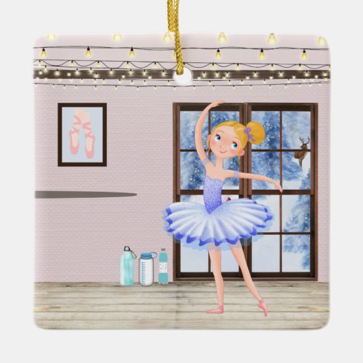 Persoonlijke ballerina Dance Studio Winter Ballet Keramisch Ornament (Voorkant)