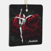Persoonlijke ballerina en Rozen kerstmis Keramisch Ornament (Rechts)