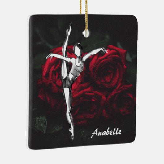 Persoonlijke ballerina en Rozen kerstmis Keramisch Ornament (Rechts)