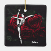 Persoonlijke ballerina en Rozen kerstmis Keramisch Ornament (Achterkant)