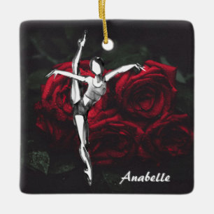 Persoonlijke ballerina en Rozen kerstmis Keramisch Ornament