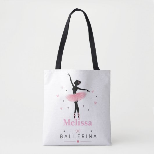 "Persoonlijke Ballerina Tote Tas | Aangepaste Naam (Voorkant)