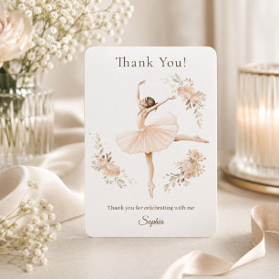 Persoonlijke Ballerina Verjaardag Blush Bloemen  Bedankkaart