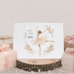 Persoonlijke Ballerina Verjaardag Blush Bloemen  Groot Cadeauzakje