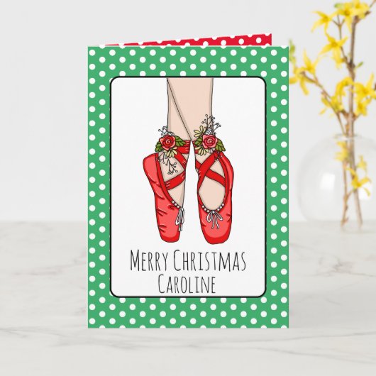 Persoonlijke ballet slipper Kerstmis Kaart (Gele Bloem)