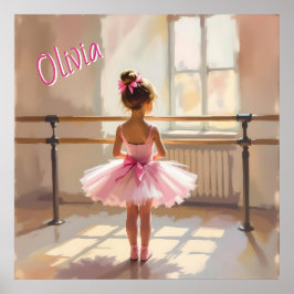 Persoonlijke ballet-thema ballerina in roze poster