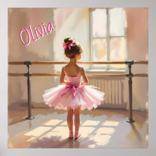 Persoonlijke ballet-thema ballerina in roze poster
