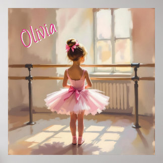 Persoonlijke ballet-thema ballerina in roze poster