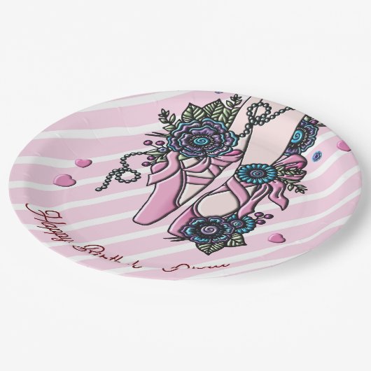 Persoonlijke balletschoenen papieren bordje (Gekanteld)