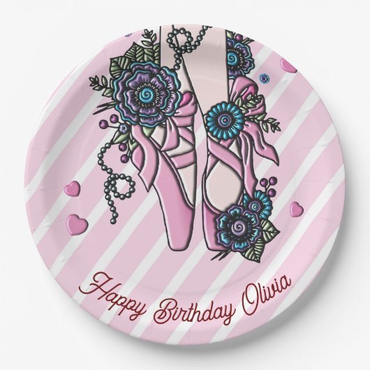 Persoonlijke balletschoenen papieren bordje (Voorkant)