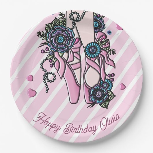 Persoonlijke balletschoenen papieren bordje (Voorkant)