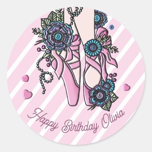 Persoonlijke balletschoenen ronde sticker (Voorkant)