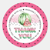 Persoonlijke ballonbrieven Watermelon Birthday Ronde Sticker (Voorkant)