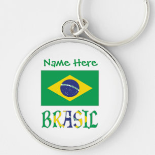 Persoonlijke Bandiera Brasil Ronde Metaal Sleutelhanger