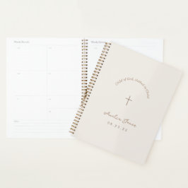 Persoonlijke baptisme-cadeaubon voor kruisbeige pl planner