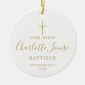 Persoonlijke Baptisme Foto Gold Signature Girl Boy Keramisch Ornament (Voorkant)