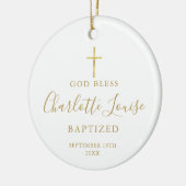 Persoonlijke Baptisme Foto Gold Signature Girl Boy Keramisch Ornament (Links)