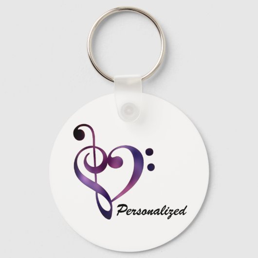 Persoonlijke bas en treble Clef Heart Keychain (Voorkant)