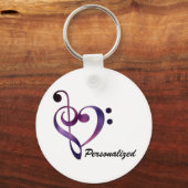Persoonlijke bas en treble Clef Heart Keychain (Voorkant)