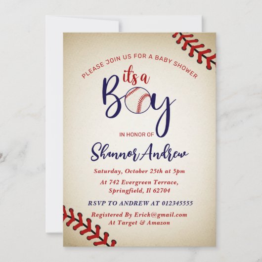 Persoonlijke  Baseball Baby shower Bundel Kaart (Voorkant)