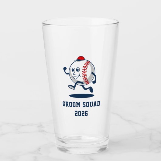 Persoonlijke Baseball Ball Cartoon Glas (Voorkant)