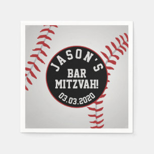 Persoonlijke Baseball Bar Mitzvah Red Black Servet