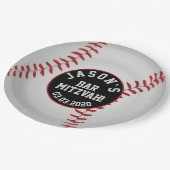 Persoonlijke Baseball Bar Mitzvah Red Black White Papieren Bordje (Gekanteld)