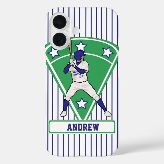 Persoonlijke Baseball Batter Star Blue Case-Mate iPhone Case (Achterkant)