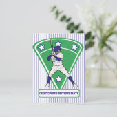 Persoonlijke Baseball Batter Star Blue Kaart (Staand voorkant)