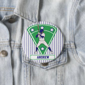Persoonlijke Baseball Batter Star Blue Ronde Button 4,0 Cm (In situ)